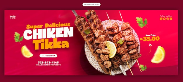 Plantilla de banner de portada de Facebook para el menú de comida y restaurante