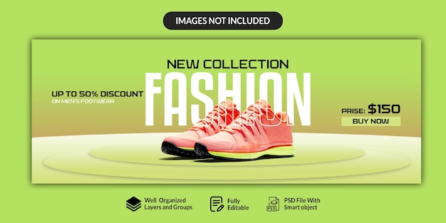 Plantilla de banner de portada de facebook de promoción de venta de calzado deportivo