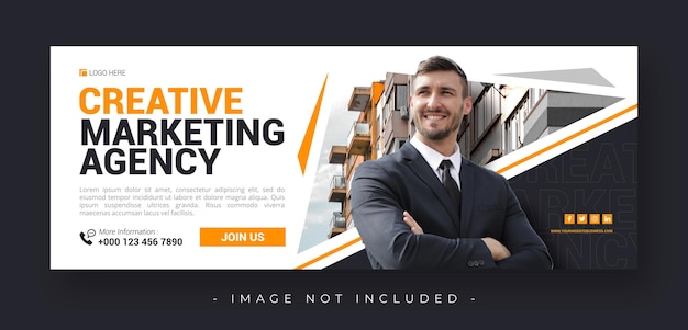 Plantilla de banner de portada de facebook de redes sociales de agencia de marketing creativo y sitio web de negocios corporativos