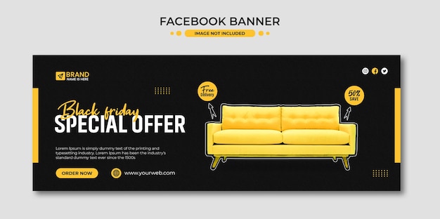 PSD plantilla de banner de portada de facebook de redes sociales de venta exclusiva de muebles de viernes negro