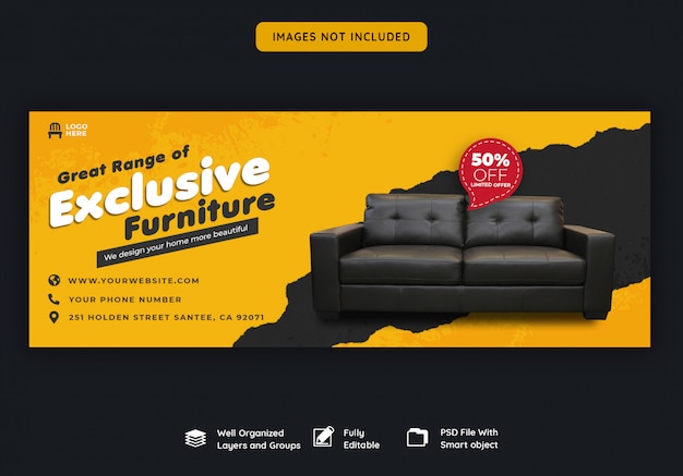 Plantilla de banner de portada de facebook para venta de muebles