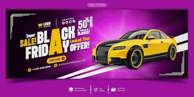 La plantilla de banner de la portada de Facebook para la venta del Viernes Negro