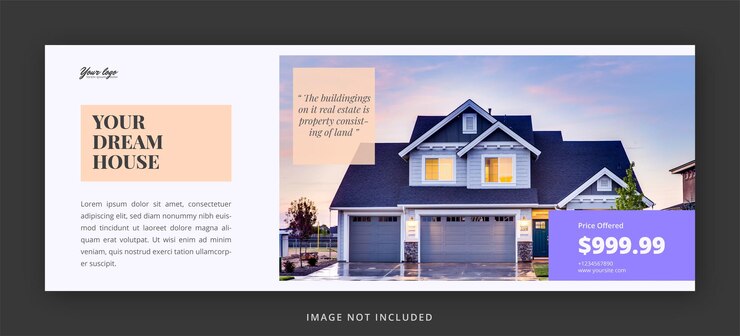 PSD plantilla de banner de portada de venta de casa perfecta y moderna para empresa inmobiliaria