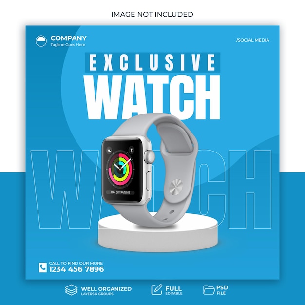 Plantilla de banner y póster de venta de smartwatch psd