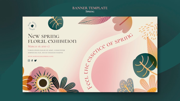 PSD plantilla de banner de primavera degradado