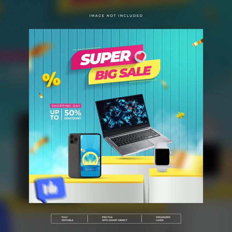 PSD plantilla de banner de promoción de gadgets y publicación en redes sociales