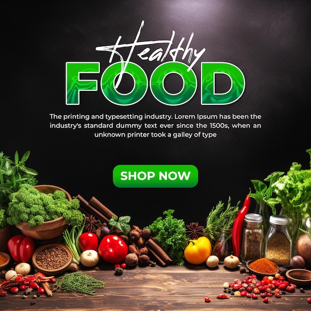 PSD plantilla de banner de promoción de menús de alimentos saludables en las redes sociales