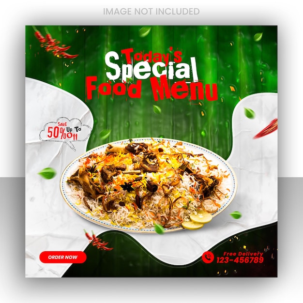 Plantilla de banner de promoción de redes sociales de alimentos y diseño de publicación de banner de instagram