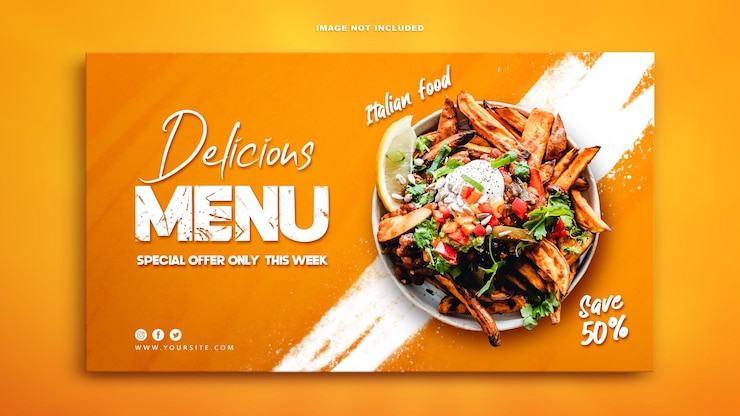 PSD plantilla de banner de promoción de redes sociales de menú delicioso