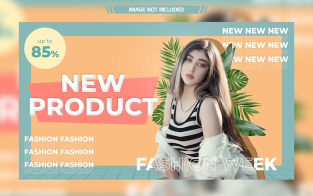 PSD plantilla de banner de promoción retro de moda de nuevo producto