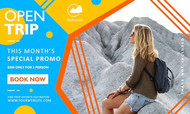 Plantilla de banner de promoción de viajes