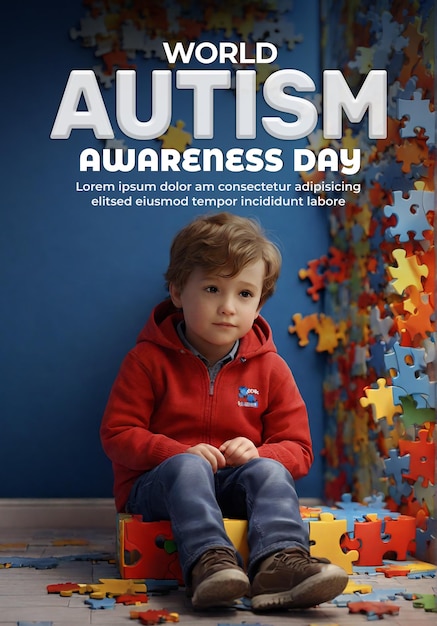 PSD plantilla de banner psd de las redes sociales para el día mundial de concienciación sobre el autismo