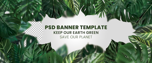 Plantilla de banner PSD, Salva nuestro planeta, selva