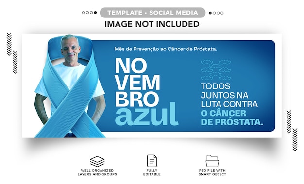 PSD plantilla de banner de publicación de concepto del mes del cáncer de próstata de brasil