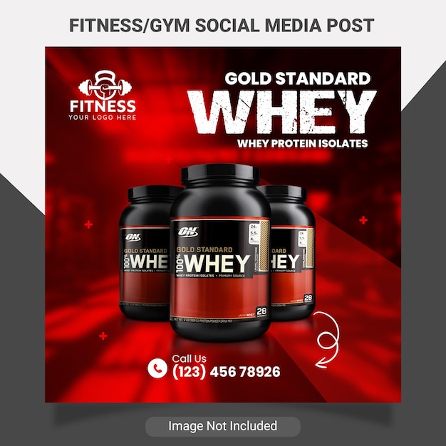 Plantilla de banner de publicación de Fitness Social Media Gym