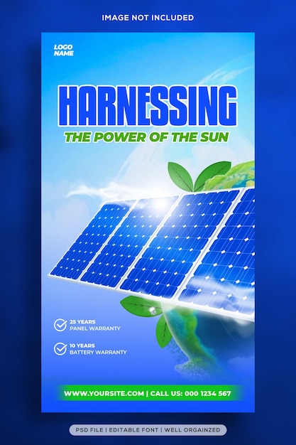 Plantilla de banner de publicación de historias en las redes sociales de energía solar