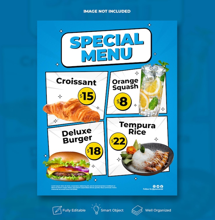 PSD plantilla de banner de publicación de instagram de comida deliciosa para redes sociales