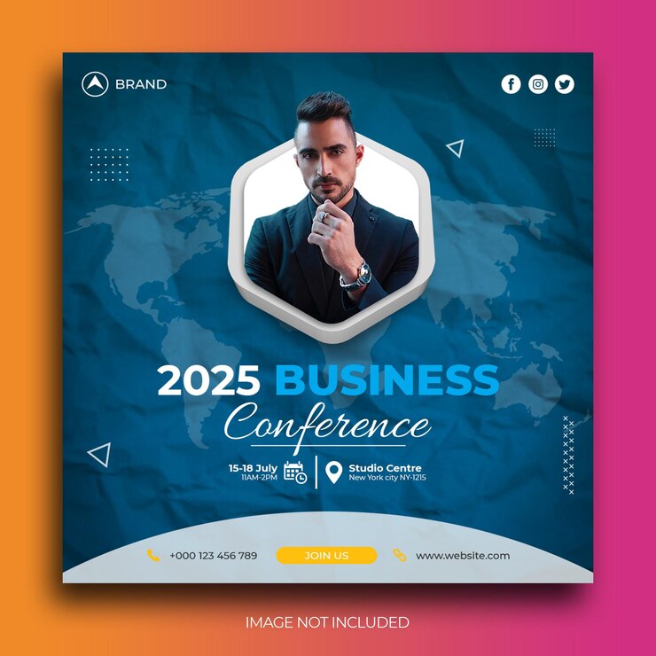 Plantilla de banner de publicación de Instagram de publicación de redes sociales de conferencia de negocios