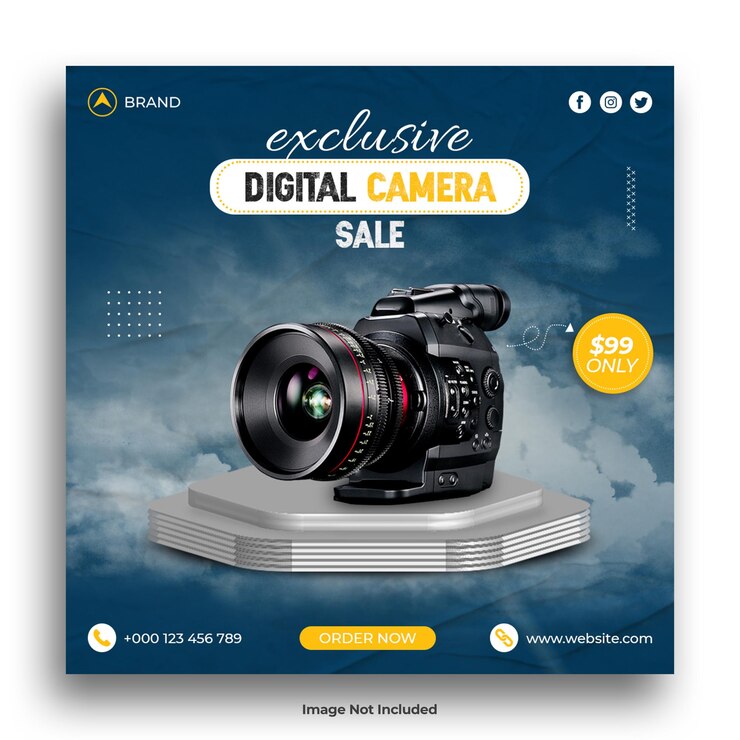 Plantilla de banner de publicación de Instagram de publicación de redes sociales de venta de cámara digital