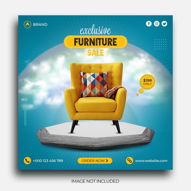 Plantilla de banner de publicación de Instagram de publicación de redes sociales de venta de muebles
