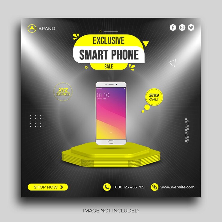 Plantilla de banner de publicación de Instagram de publicación de redes sociales de venta de teléfonos inteligentes
