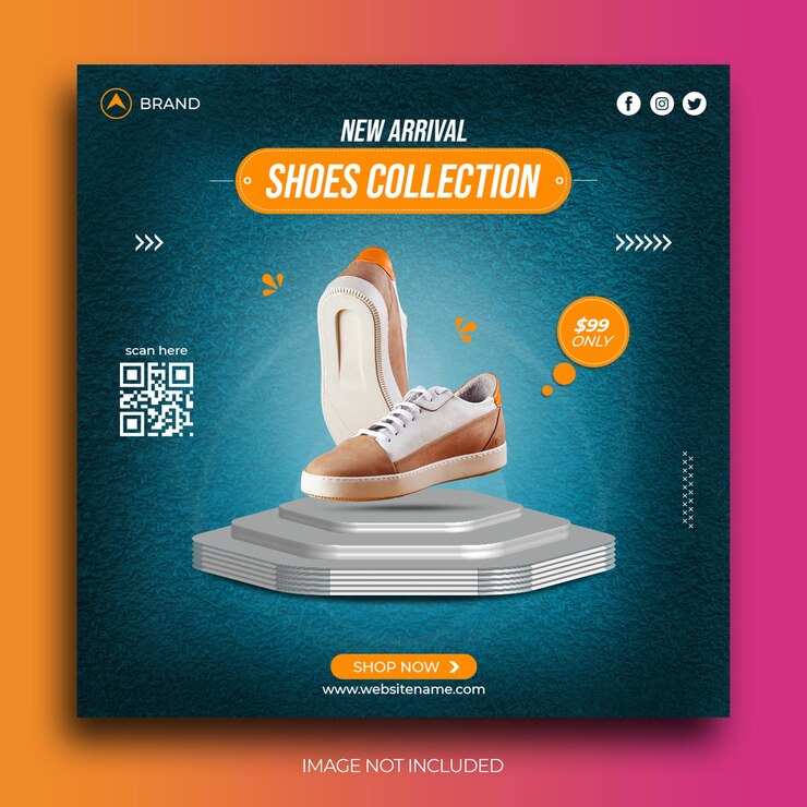 Plantilla de banner de publicación de Instagram de publicación de redes sociales de venta de zapatos
