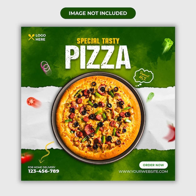 PSD plantilla de banner de publicación de instagram de redes sociales de pizza sabrosa especial