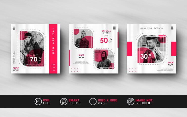 Plantilla de banner de publicación de medios sociales Instagram rojo blanco minimalista