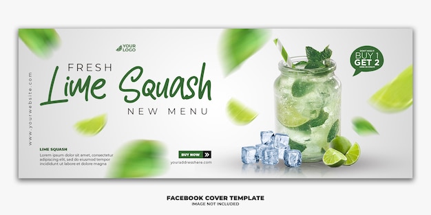 Plantilla de banner de publicación de portada de Facebook para menú de comida de restaurante Bebida especial