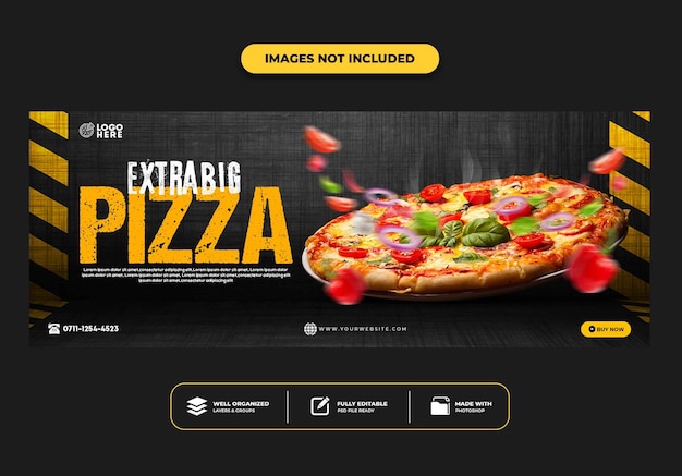 Plantilla de banner de publicación de portada de facebook para restaurante menú de comida rápida pizza