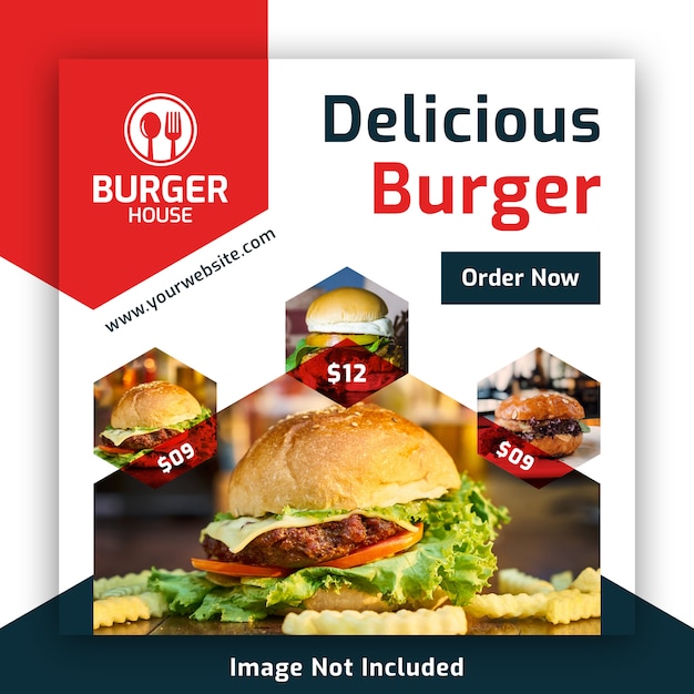 plantilla de banner de publicación de redes sociales de alimentos para restaurante