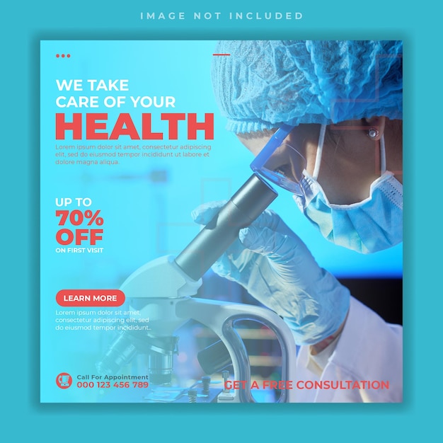 Plantilla de banner de publicación de redes sociales de atención médica médica
