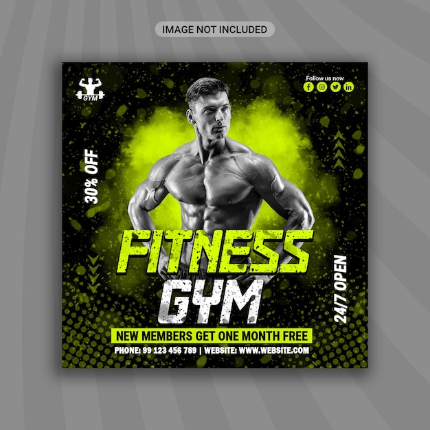 Plantilla de banner de publicación de redes sociales de gimnasio y fitness cartel de fitness