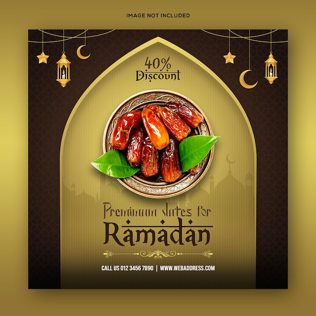 Plantilla de banner de publicación de redes sociales de menú de comida especial de ramadan kareem
