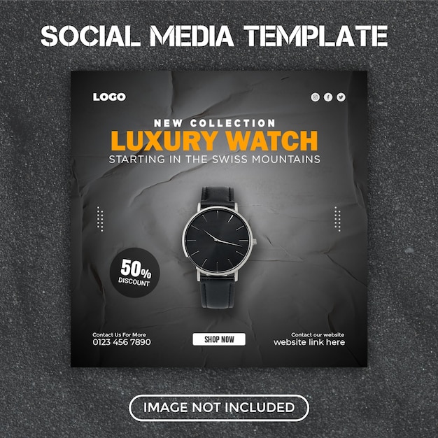 Plantilla de banner de publicación de redes sociales de producto de marca de reloj clásico PSD Premium