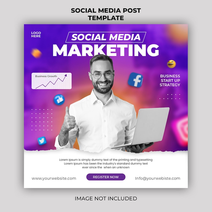 PSD plantilla de banner de publicación de redes sociales de promoción de seminarios web en vivo de marketing digital