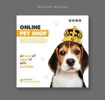 PSD plantilla de banner de publicación de redes sociales de tienda de mascotas y cuidado de mascotas