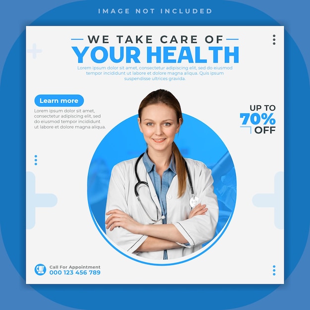 Plantilla de banner de publicación de redes sociales de volante de atención médica médica