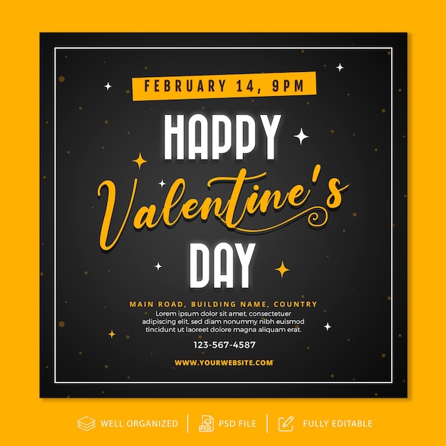 Plantilla de banner y publicación de San Valentín en Instagram