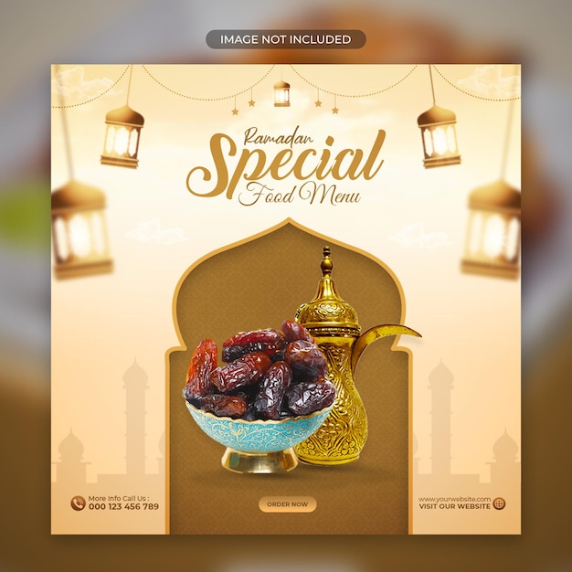 Plantilla de banner de redes sociales de alimentos ramadan kareem