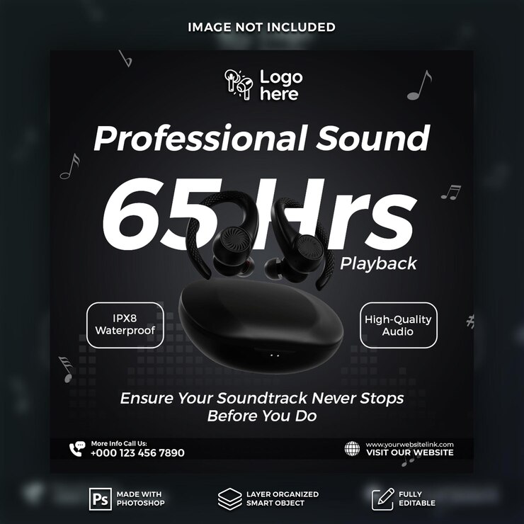 plantilla de banner de redes sociales para auriculares PSD