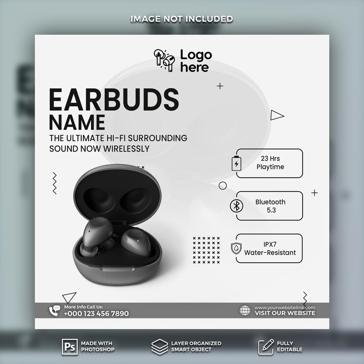 plantilla de banner de redes sociales para auriculares PSD