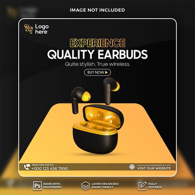 plantilla de banner de redes sociales para auriculares
