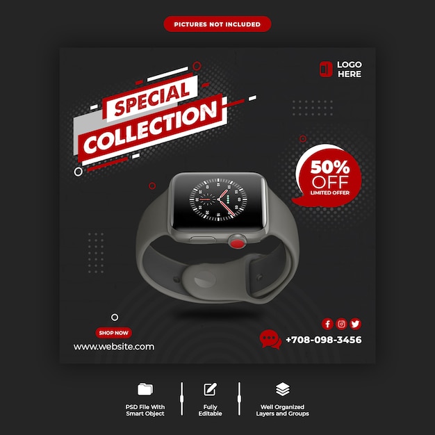 Plantilla de banner de redes sociales de colección especial