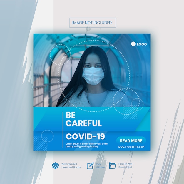 PSD plantilla de banner de redes sociales coronavirus