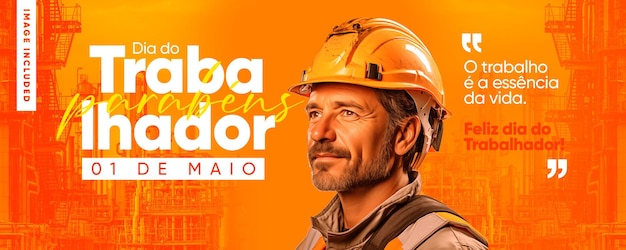 PSD plantilla de banner de redes sociales felicitaciones por el día del trabajo