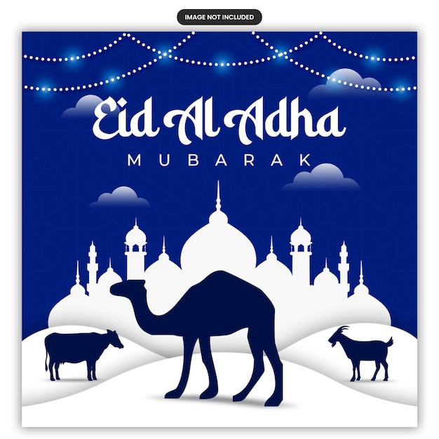 Plantilla de banner de redes sociales del festival islámico eid al adha mubarak
