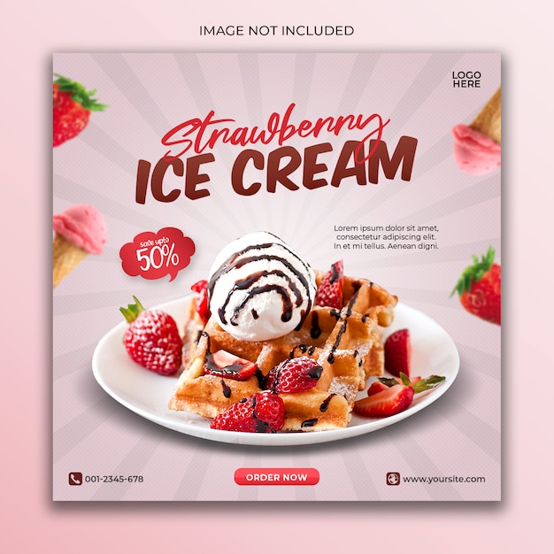 Plantilla de banner de redes sociales de helado