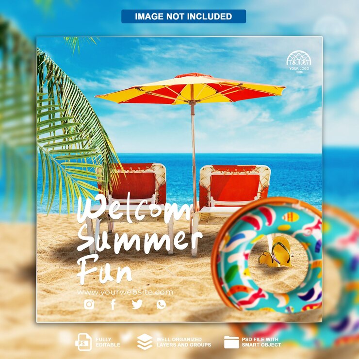 PSD plantilla de banner de las redes sociales para la hora de verano