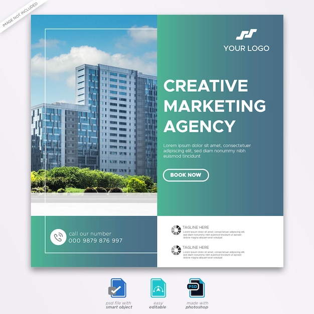 Plantilla de banner de redes sociales de marketing digital